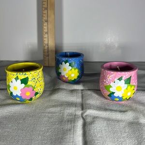 3pc Hand Painted Spring Flower Candles